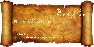 Mink Ádám névjegykártya